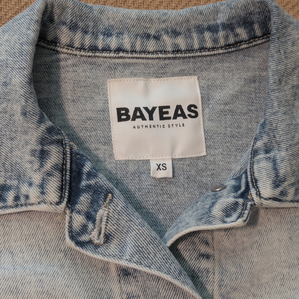 Bayeas Light Wash Blue Denim Jean Jacket - Picture 13 of 15